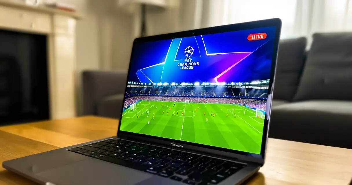 Streaming the Champions League final on a laptop at home