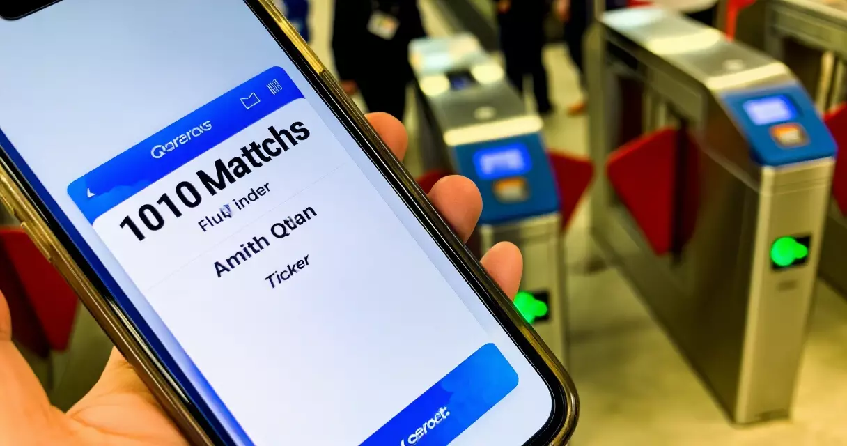 A digital Champions League ticket on a phone at a stadium entrance