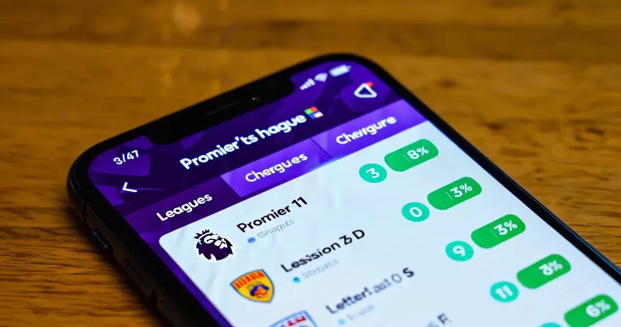 Premier League live scores displayed on a smartphone app screen