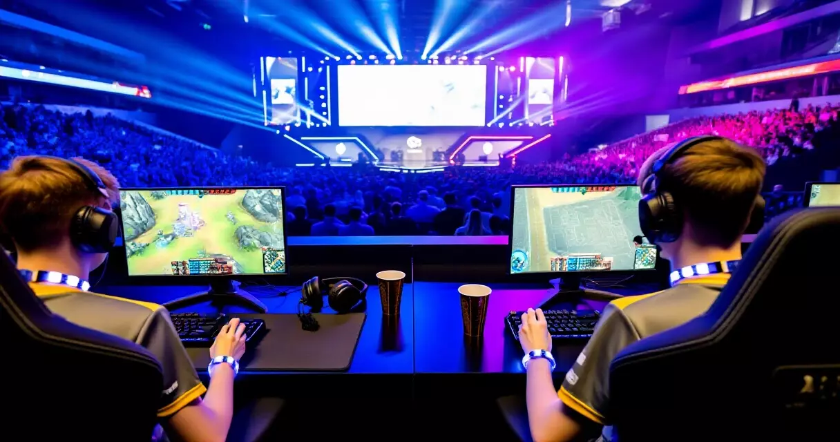 Professional esports arena filled with fans during a major tournament match in 2026