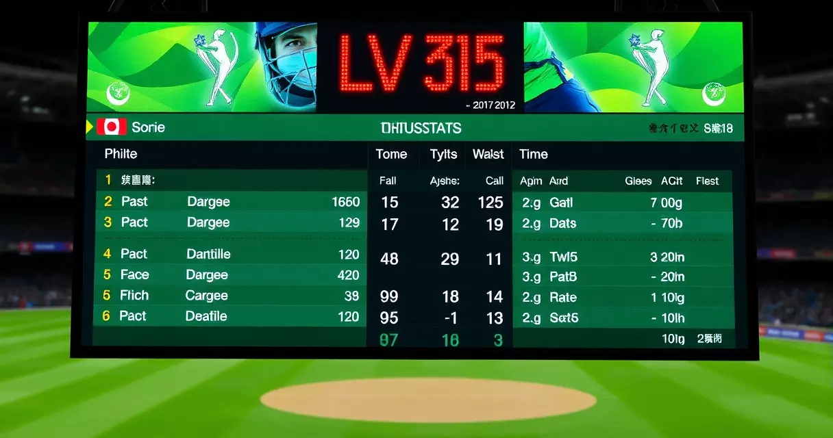 Modern digital cricket scoreboard displaying live match statistics