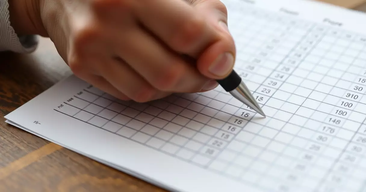 Cricket scorer filling in a paper scorebook by hand during a match