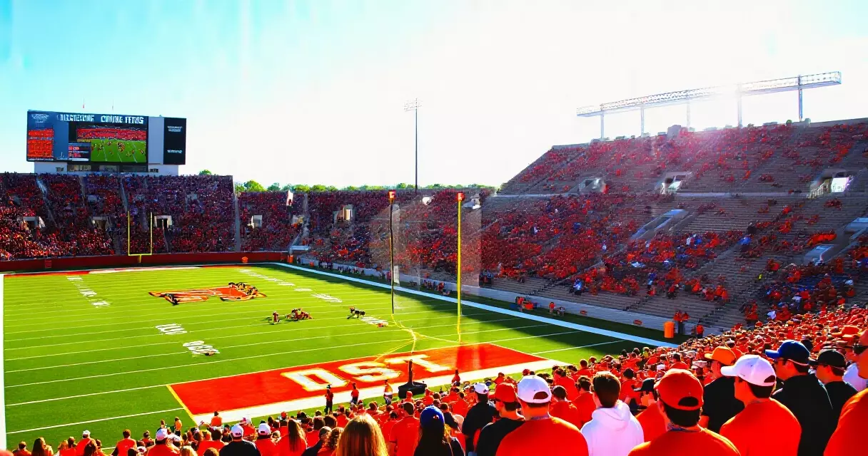 College football stadium packed with fans before a game, August 2026