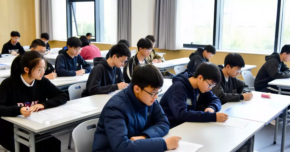 Students participating in an academic non sport competition in a school auditorium