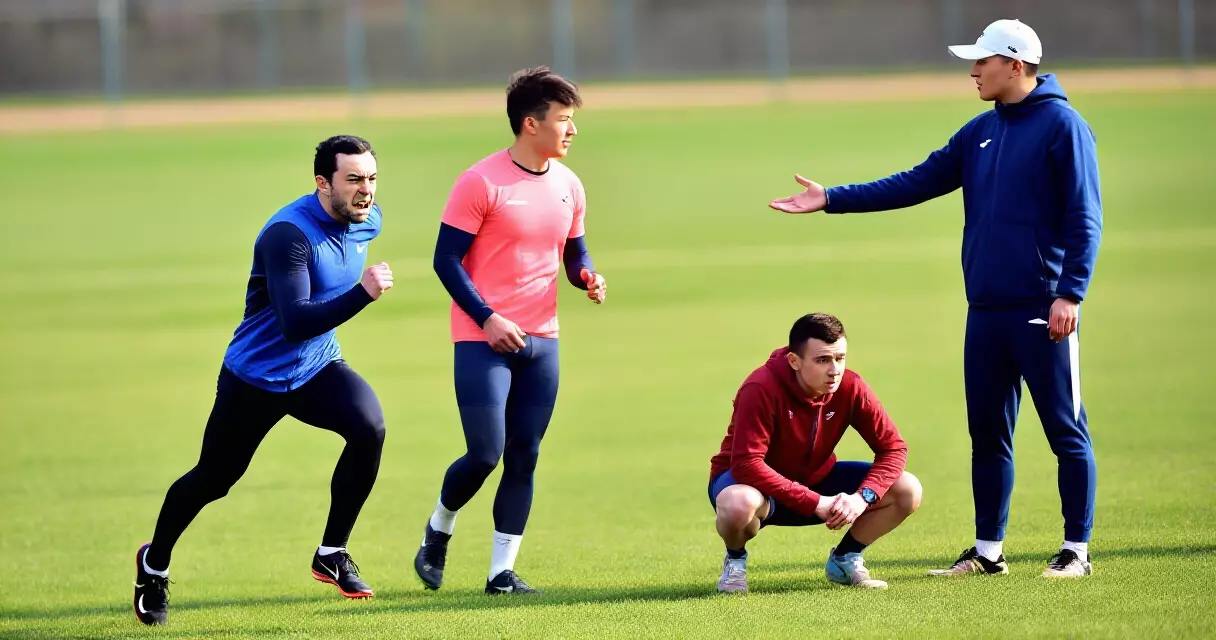 Four athletes on a sports field representing different competitor types in sports